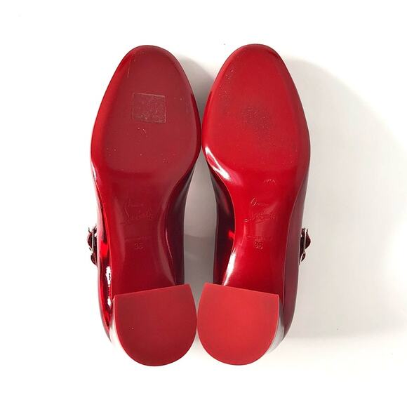 Christian Louboutin Miss Jane 55 Iridescent Patent Red Maryjane Pumps 36 - Picture 6 of 7